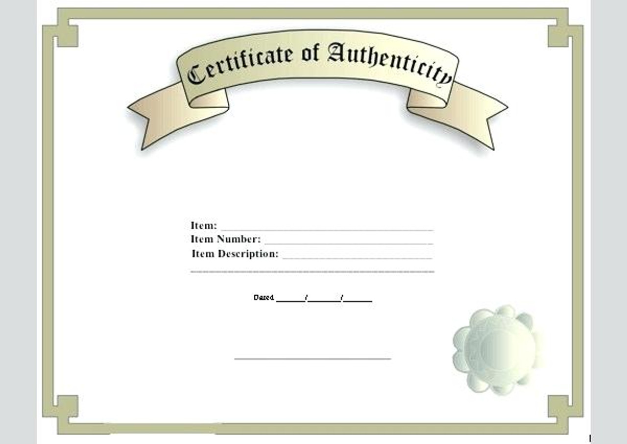 Certificate of Authenticity with Explanation (Regular Item