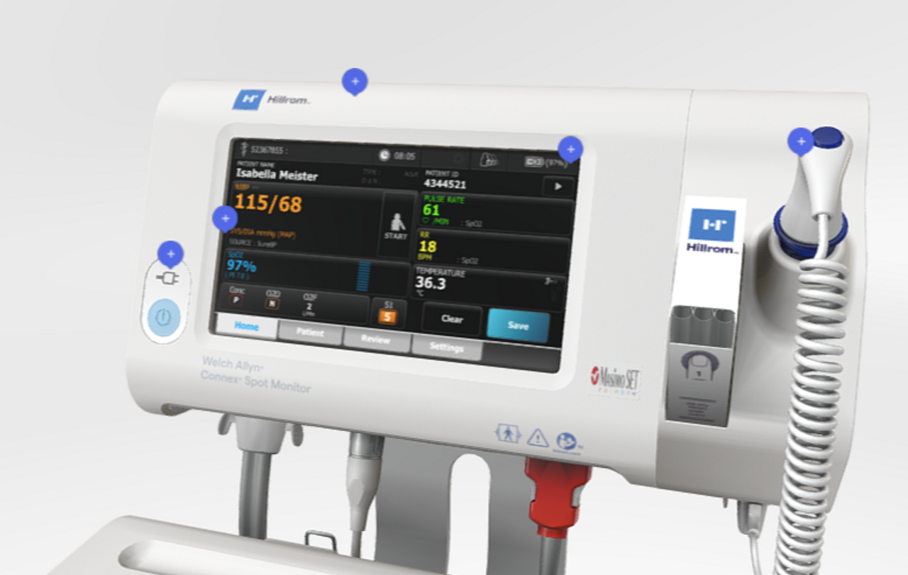 PRO Braun Exam with Monitor Ear SpO2, Baxter Allyn Spot Welch Tables SureBP Nonin Pressure, Non-invasive 71WE-B | 6000 ThermoScan Connex Direct Thermometer Blood