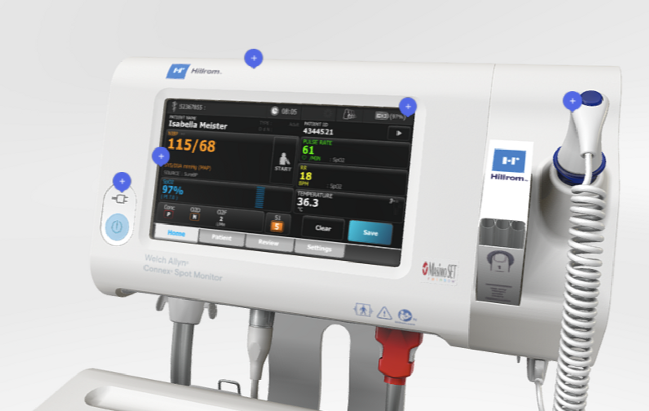 with Non-invasive SureTemp Plus SpO2, Allyn Connex Welch Blood Tables Pressure, Spot 75CT-B Direct SureBP Monitor Baxter | Thermometer Exam Covidien