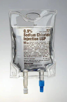 Baxter 0.9% Sodium Chloride Injection, USP, 50 mL VIAFLEX Plastic Container, Quad Pack, 4 bags/overwrap 2B1301 Baxter 0.9% Sodium Chloride Injection, USP, 50 mL VIAFLEX Plastic Container, Quad Pack, 4 bags/overwrap 2B1301