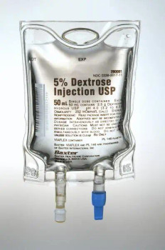 Baxter 5% Dextrose Injection, USP, 50 mL VIAFLEX Plastic Container, Quad Pack, 4 bags/overwrap 2B0081 Baxter 5% Dextrose Injection, USP, 50 mL VIAFLEX Plastic Container, Quad Pack, 4 bags/overwrap 2B0081