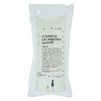 Baxter 5% Dextrose and 0.45% Sodium Chloride Injection, USP, 1000 mL VIAFLEX Plastic Container (14-Pack) 2B1074X Baxter 5% Dextrose and 0.45% Sodium Chloride Injection, USP, 1000 mL VIAFLEX Plastic Container (14-Pack) 2B1074X