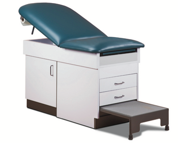 Clinton 8844 Step-Up Space Saver Table with step, part of Exam Tables Direct's collection of manual examination tables