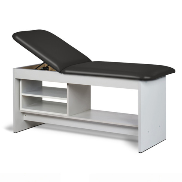 Clinton 91030 Panel Leg Series, Treatment Table with Shelving Black Finish