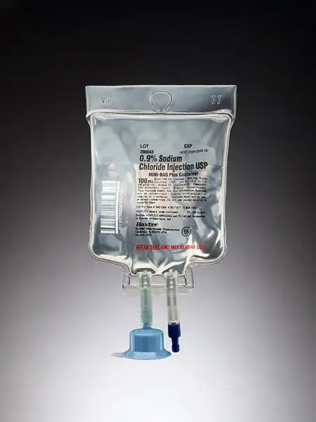 Baxter 0.9% Sodium Chloride Injection, USP, 100 mL MINI-BAG Plus Container, Quad Pack, 4 bags/overwrap (80-Pack) 2B0043
