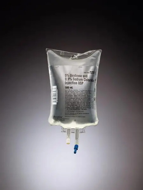 Baxter 5% Dextrose and 0.9% Sodium Chloride Injection, USP, 500 mL VIAFLEX Plastic Container (24-Pack) 2B1063Q Baxter 5% Dextrose and 0.9% Sodium Chloride Injection, USP, 500 mL VIAFLEX Plastic Container (24-Pack) 2B1063Q