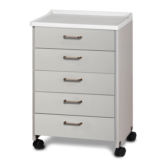 Clinton 8950-A Molded Top, Mobile Treatment Cabinet w/5 Drawers  Gray