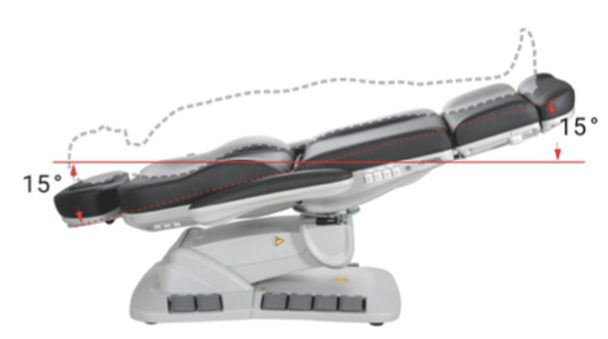 Silverfox 2246EBM Procedure Chair flat and tilted Silverfox 2246EBM Procedure Chair flat and tilted