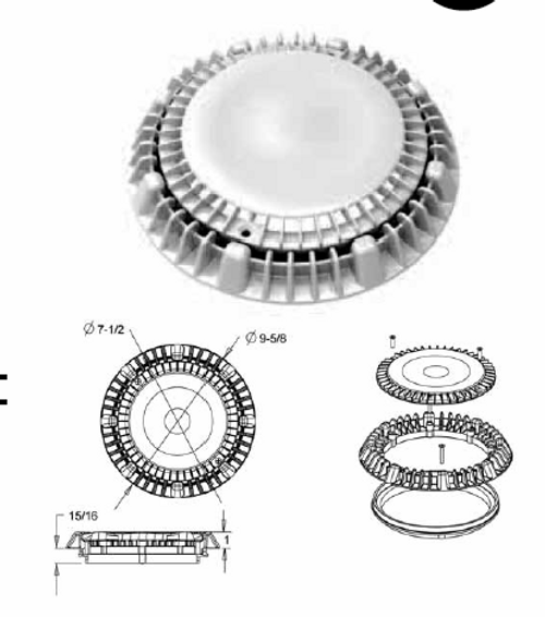 AQUASTAR | 8" ROUND, LOW PROFILE, WHITE | LP8AVWR101