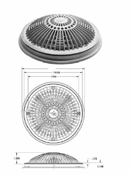 WATERWAY | 8" TRU FLOW FRAME ONLY, WHITE | 642-2140