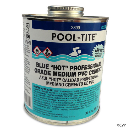 OATEY SUPPLY PVC GLUE | GLUE BLUE 1 QUART | POOL-TITE  | POOL PROFESSIONAL NO PRIMER NEEDED, UNDERWATER PVC GLUE | 2336S POOL-TITE