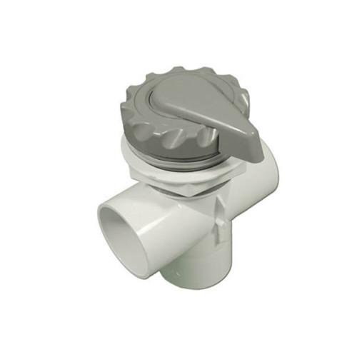 600-3057 Waterway Plastics | Diverter Valve, Waterway, 2-Port, 2" Vertical, Top Access, Scalloped, Gray