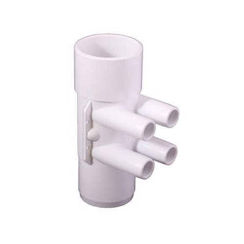 672-7610 Waterway Plastics | Manifold, PVC, Waterway ShurGrip II, 2SHR x 2SHR Socket x (4) 3/4 SB Ports