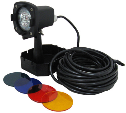 CALVERT | UNDERWATER FOUNTAIN LIGHT 12V, 20W HALOGEN 33 POWER CORD INCLUDES BLUE, GREEN RED, & AMBER LENS | L750