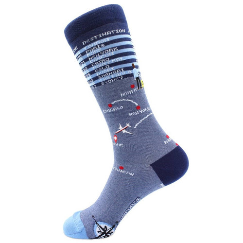 "Frequent Flyer" - Travel Themed Embroidered Pima Socks