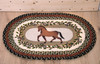 Horse with Oak Leaves 20x30 Hand Printed Oval Braided Floor Rug OP-427