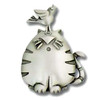 Cat with Bird Lapel Clutch Pin Pewter 2393CP