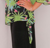 Tropical Floral Chiffon Top with Tank and Gaucho Pants - 3 Piece Set Black Sz Small - 7189