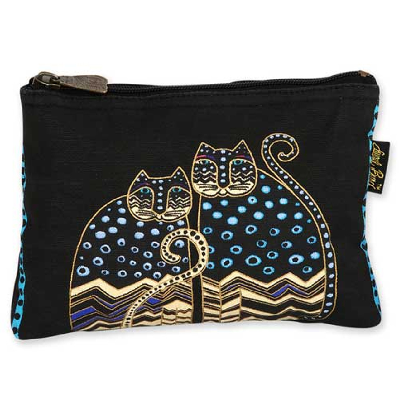 Laurel Burch Cotton Canvas Cosmetic Bag Polka Dot Cats - LB4880A