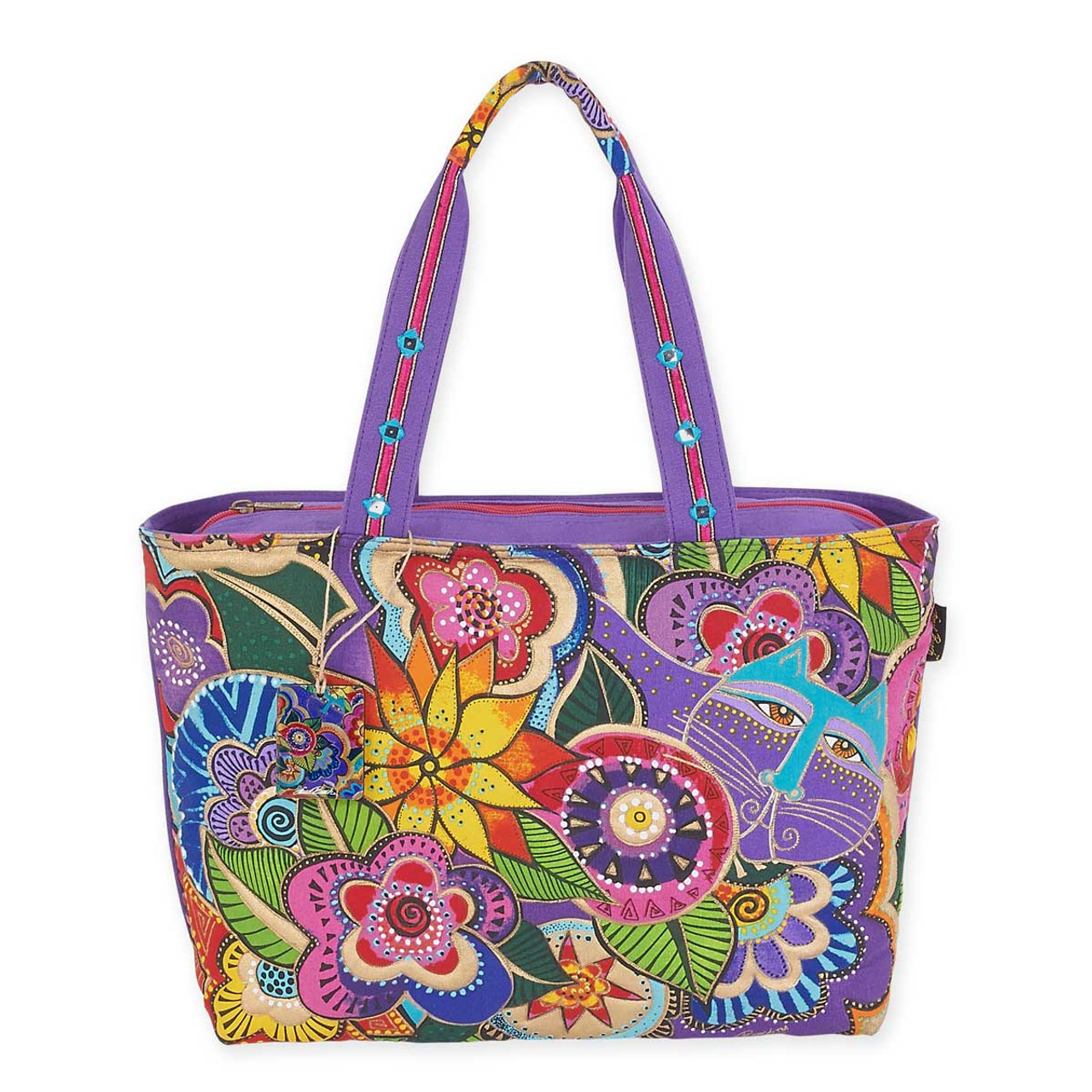 Laurel Burch Carlotta's Garden Quilted Fabric Shoulder Tote LB5571