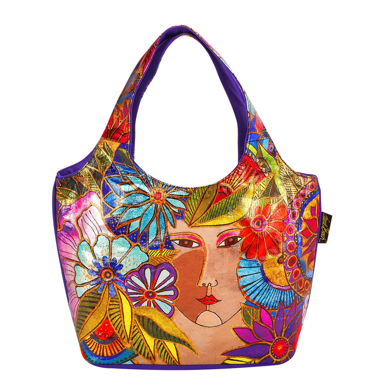 Laurel Burch Blossoming Woman Foiled Canvas Small Scoop Tote - LB5962
