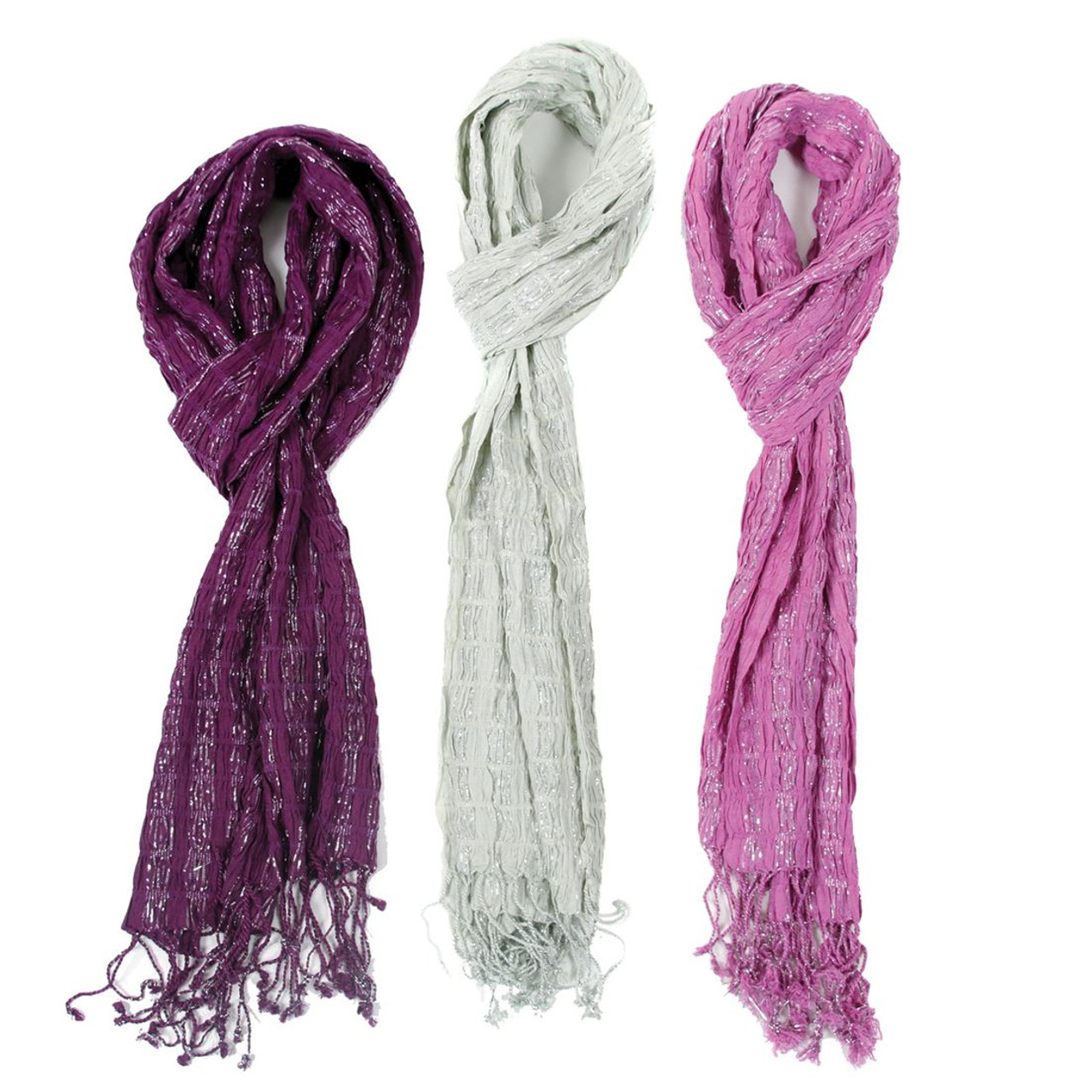 Solid Color Shimmer Fringe Scarf - 3 Colors Available - 10927