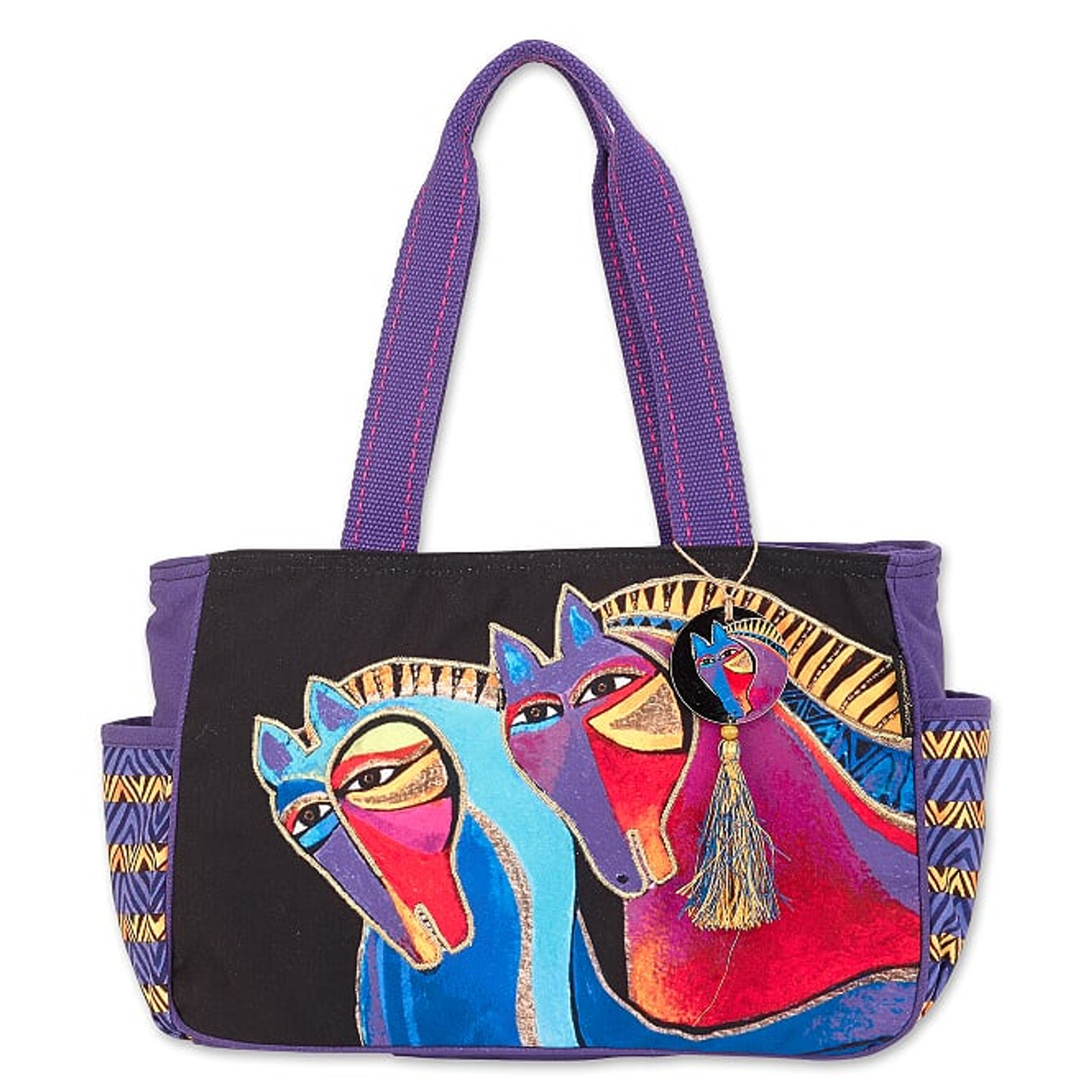 Buy Medium Tote Zipper Top 12X3.5X8.5-Tres Gatos - Red, Orange & Blue By Laurel  Burch at Amazon.in