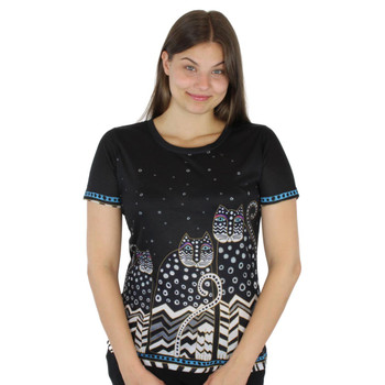 Laurel Burch Tee Shirt Polka Dot Gatos LBT037 Laurel Burch Tee Shirt Polka Dot Gatos LBT037