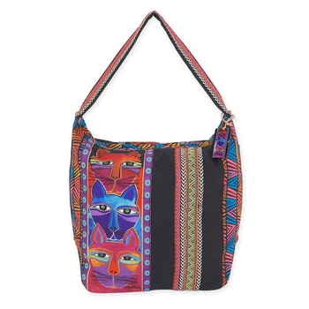 Laurel Burch Stacked Whiskered Cats Hobo LB5641 Laurel Burch Stacked Whiskered Cats Hobo LB5641