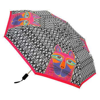 Laurel Burch Compact Folding Umbrella Fuchsia Whiskered Cat Laurel Burch Compact Folding Umbrella Fuchsia Whiskered Cat
