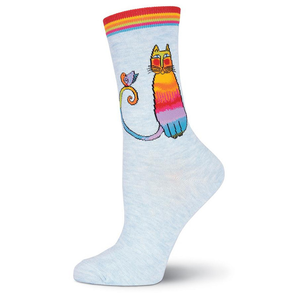 Laurel Burch Socks "Kit Kat" Cat Chambray Blue LB1044