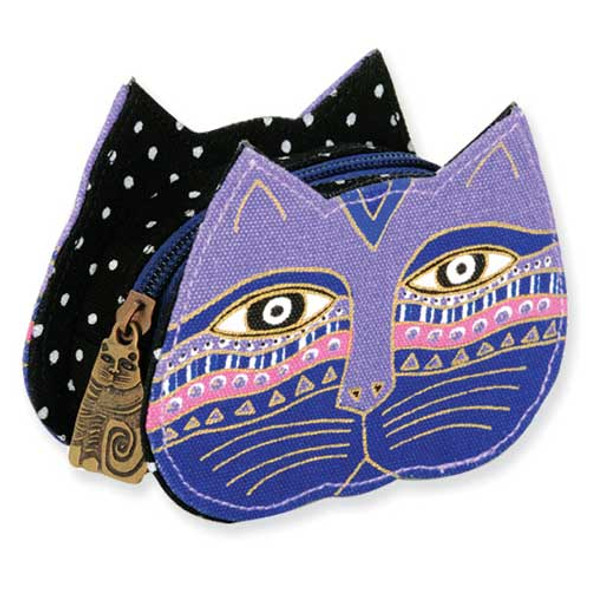 Laurel Burch Cat Face Dimensional Canvas Zip Coin Purse - LB4300E