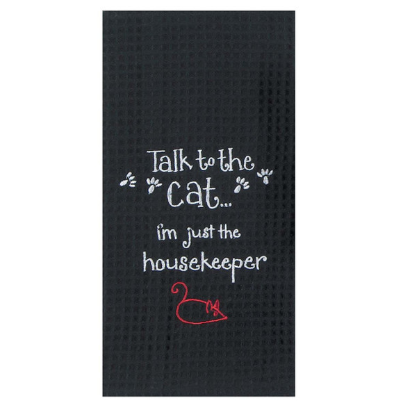 Meow Cat Embroidered Waffle Cotton Towel F0782 