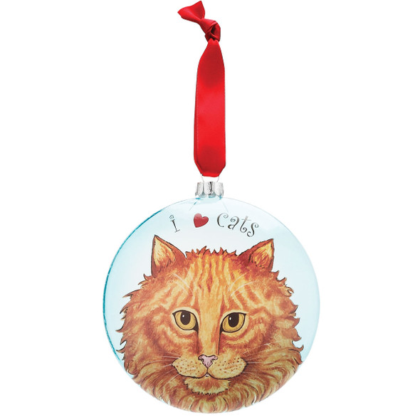 Julius Orangy Tabby 5" Glass Cat Christmas Ornament 45409