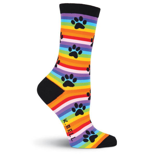 Cat Socks "Rainbow Stripe Paw Prints" F15H063-01