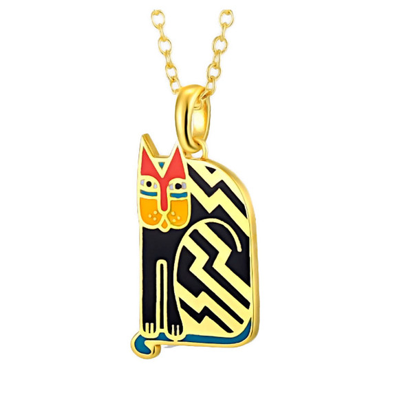 Aztec Cat Laurel Burch Necklace Black - 5086