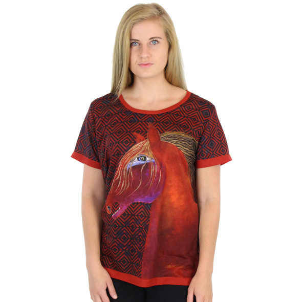 Laurel Burch Tee Shirt Red Mare LBT044