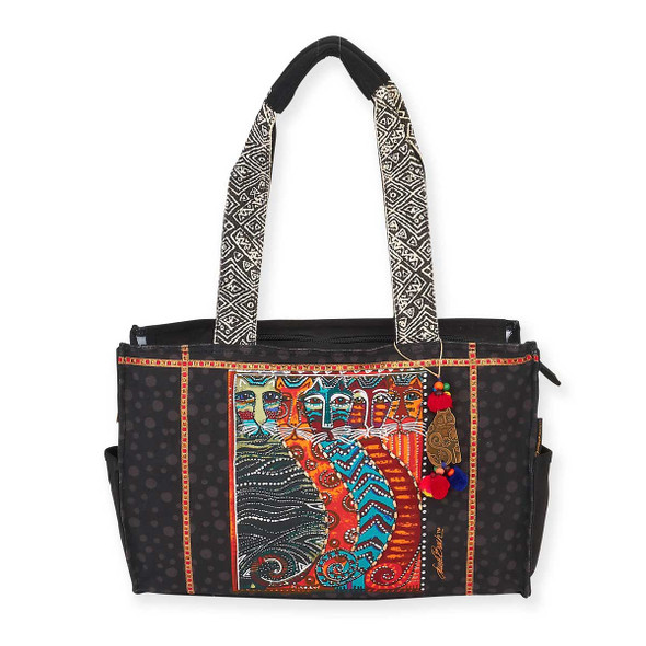 Buy Medium Tote Zipper Top 12X3.5X8.5-Tres Gatos - Red, Orange & Blue By Laurel  Burch at Amazon.in