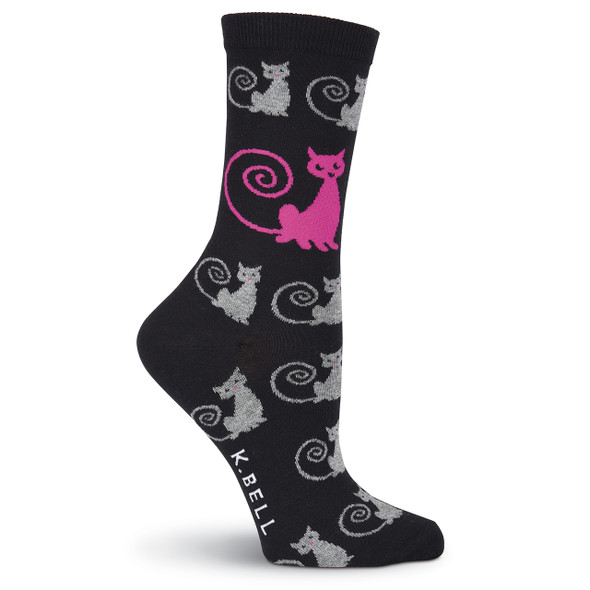 Curly Cats Socks - Black - KBWF15H009-01 Curly Cats Socks - Black - KBWF15H009-01