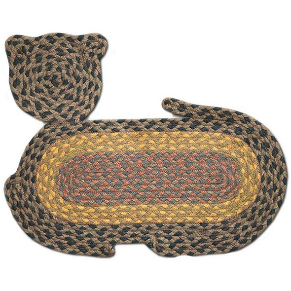 Braided Cat Shaped Jute Rug 14.5"x19.5" CT-099 Brown/Green/Gold/Red Braided Cat Shaped Jute Rug 14.5"x19.5" CT-099 Brown/Green/Gold/Red