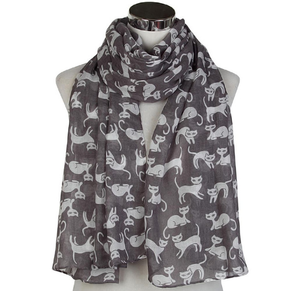 Charcoal and White Cats Scarf