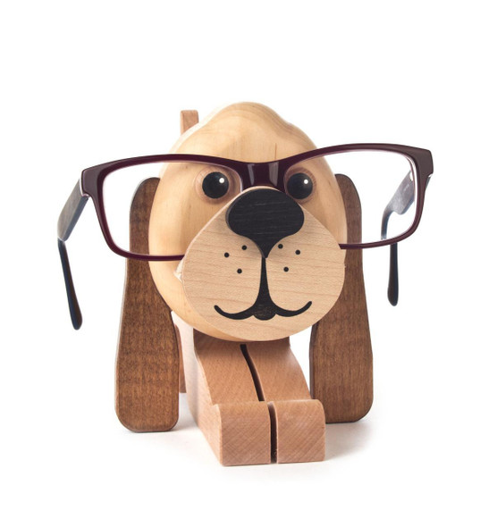 Tan Puppy Wooden Eyeglass Holder Tan Puppy Wooden Eyeglass Holder