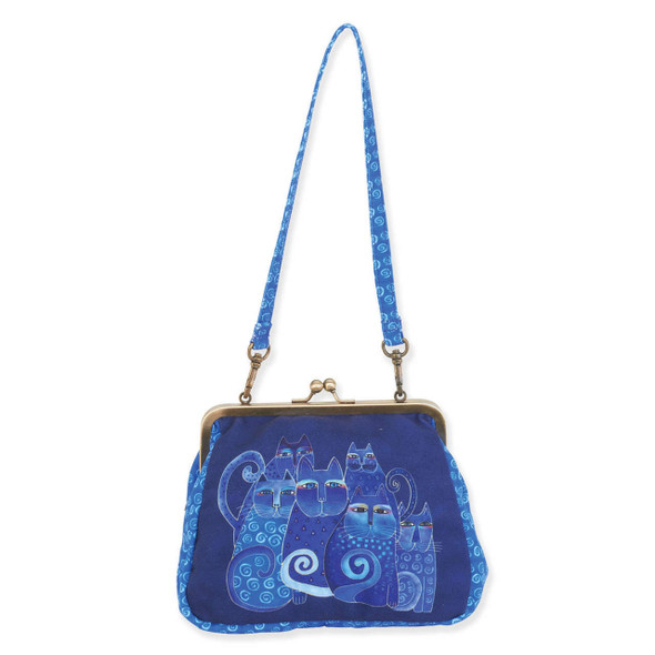 Laurel Burch Medium Clasp Purse Indigo Cat Shoulder Tote - LB6559A