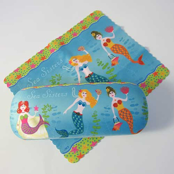 Mermaid Sea Sisters Eyeglass Case with Cleaning Cloth - 804-90