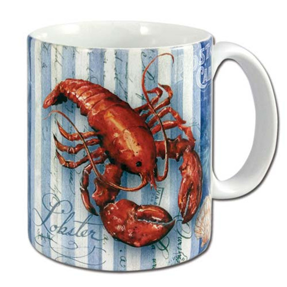 Ocean Lobster Blue Stripes Coffee 11 oz Mug - 60013