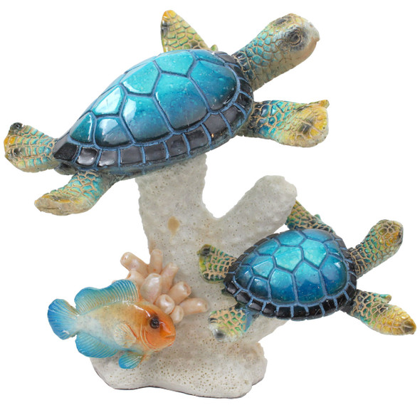 Blue Sea Turtles on Coral
