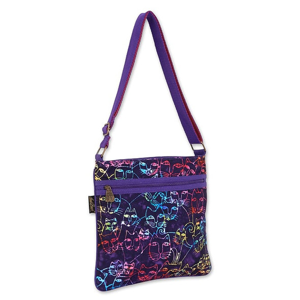 Laurel Burch Rainbow Feline on Black 11x11 Crossbody Tote – LB8050C
