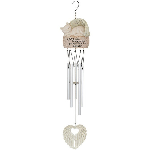 Cat Lives Forever Angel Garden Wind Chime
