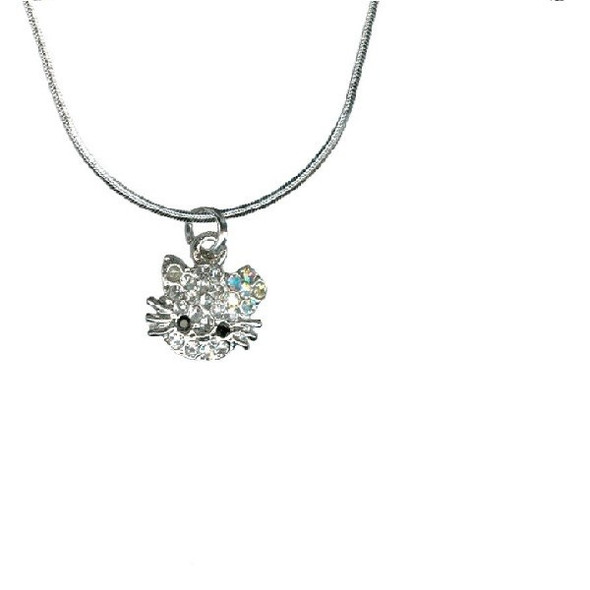 Cat Crystal Pewter Necklace 4089NS