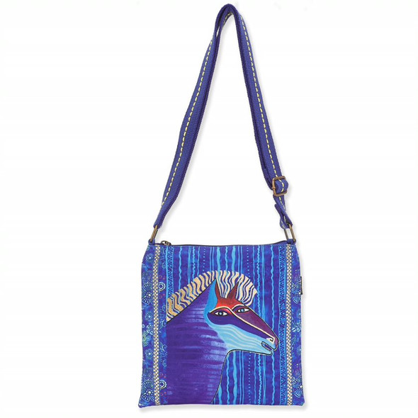 Laurel Burch Blue Batik Horse Canvas Small Crossbody Tote – LB8182